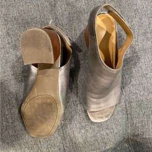 Vionic Metallic Gray Open-Toe Slingback Mules